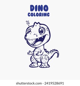 Cute dinosaur of tyrannosaurus cartoon characters vector illustration. For kids coloring book. line art for coloring page