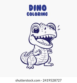 Cute dinosaur of tyrannosaurus cartoon characters vector illustration. For kids coloring book. line art for coloring page