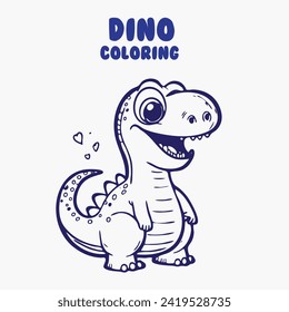 Cute dinosaur of tyrannosaurus cartoon characters vector illustration. For kids coloring book. line art for coloring page