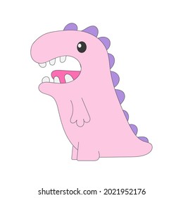Cute dinosaur tyrannosaurus cartoon vector. pastel pink color.