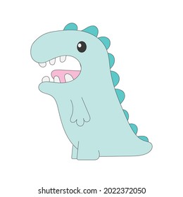 Cute dinosaur tyrannosaurus cartoon vector. pastel green color.