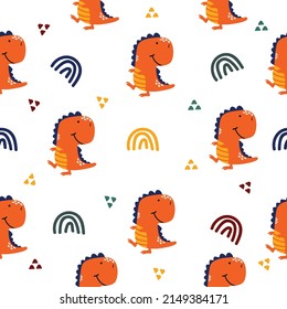 Cute dinosaur tyrannosaurus seamless pattern
