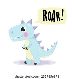 Cute dinosaur. Vector cartoon illustration. Isolated on white.