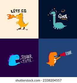 cute dinosaur vector collection for print, greeting card and background wallpaper