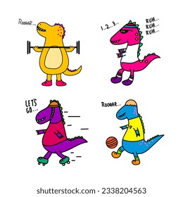 cute dinosaur vector collection for print, greeting card and background wallpaper