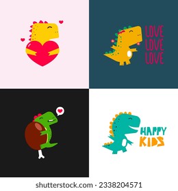 cute dinosaur vector collection for print, greeting card and background wallpaper