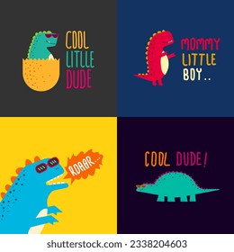 colección vectorial de dinosaurio lindo para papel impreso, tarjeta de saludo y fondo