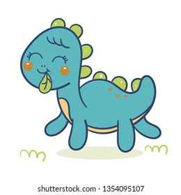 Cute dinosaur vector, dino doodles, Happy birthday for boy  (White background). Perfect for kid's greeting card design and Print for t-shirt. Romantic hand drawing or decoration kid’s room.