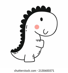 Dinosaurio lindo. Ilustración del doodle vectorial. Dino de fondo blanco. Caricatura. Carácter para niños.