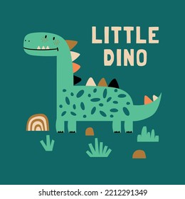 cute dinosaur vector drawing for baby fashion print