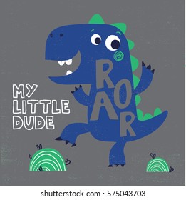 cute dinosaur vector drawing for baby tee print