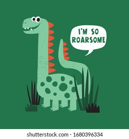 cute dinosaur vector drawing for tee print