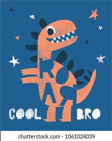 cute dinosaur vector drawn for  kids fashion