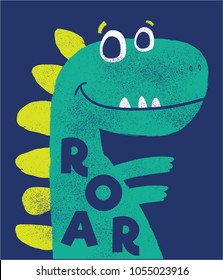 cute dinosaur vector drawn for tee print