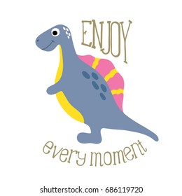 Cute dinosaur vector illustration.