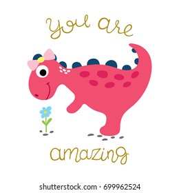 Cute dinosaur vector illustration.