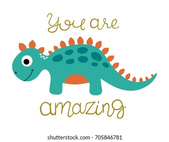 Cute dinosaur vector illustration.