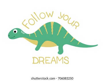 Cute dinosaur vector illustration.