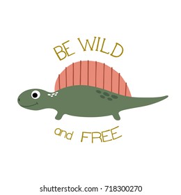 Cute dinosaur vector illustration.