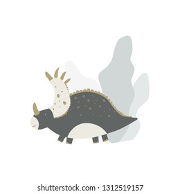 Cute Dinosaur vector illustration in flat style. Styracosaur. For poster, t-shirt, wallpaper, card.