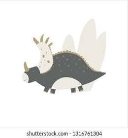 Cute Dinosaur vector illustration in flat style. Styracosaur. For poster, t-shirt, wallpaper, card.