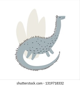 Cute Dinosaur vector illustration in flat style. Diplodoc. For poster, t-shirt, wallpaper, card.