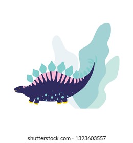 Cute Dinosaur vector illustration in flat style. Stegosaur. For poster, t-shirt, wallpaper, card.