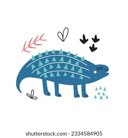 Cute dinosaur - vector illustration. Great for making baby clothes and decorating nursery.