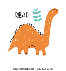 Cute dinosaur - vector illustration. Great for making baby clothes and decorating nursery.