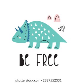 Cute dinosaur - vector illustration. Great for making baby clothes and decorating nursery.