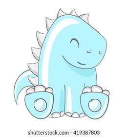 Cute dinosaur vector illustration, hand drawn.