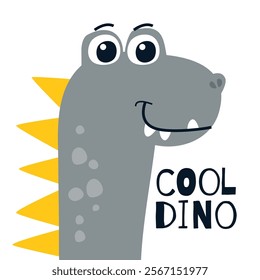 Cute dinosaur vector Illustration for kindergarten background, kids poster decoration, book cover, apparel and others