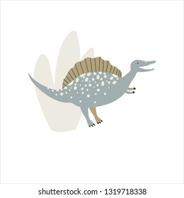 Cute Dinosaur vector illustration. Spinosaur. For poster, t-shirt, wallpaper, card.