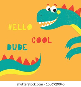 cute dinosaur vector illustration for tee print