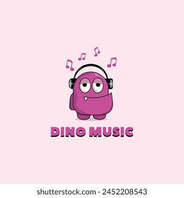 cute dinosaur vector logo with simple music logo concept graphic design illustration