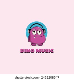 cute dinosaur vector logo with simple music logo concept graphic design illustration
