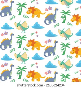 cute dinosaur vector seamless pattern wallpaper design