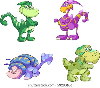 cute dinosaur vector set