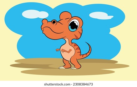 cute dinosaur very affectionate with the master and playful