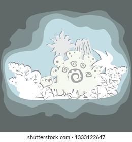 Cute dinosaur volcano background