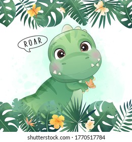 Dinosaurio cutáneo con ilustración acuarela