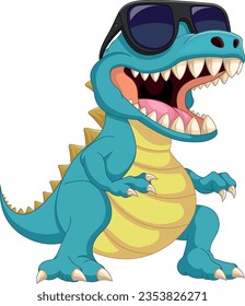 cute dinosaur wearing sunglasses cartoon