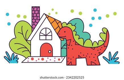 Cute Dinosaurs and Animal Background Children's Illustration Poster Design