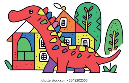 Cute Dinosaurs and Animal Background Children's Illustration Poster Design