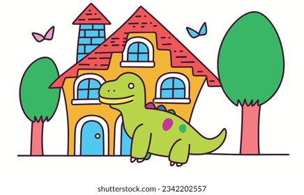 Cute Dinosaurs and Animal Background Children's Illustration Poster Design