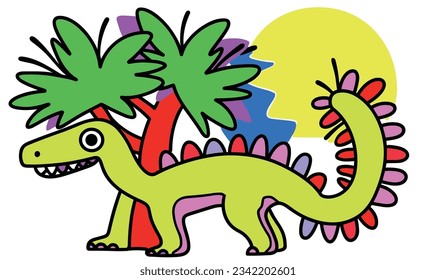 Cute Dinosaurs and Animal Background Children's Illustration Poster Design