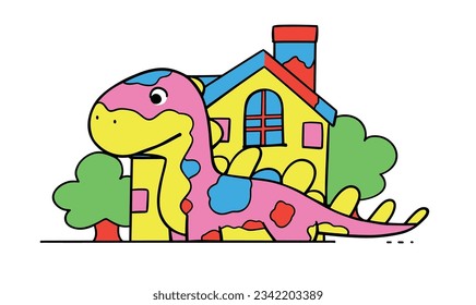 Cute Dinosaurs and Animal Background Children's Illustration Poster Design