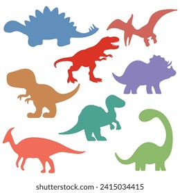 Cute dinosaurs big bundle, Dino set, Collection with Tyrannosaurus rex, Stegosaurus, Pterosaurs, Triceratops and more, Baby dinos in eggs, Vector illustration, Vector files for cricut