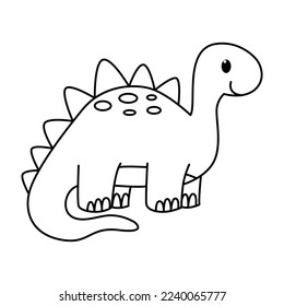 Cute dinosaurs cartoon characters vector illustration. For kids coloring book.