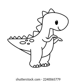 Cute dinosaurs cartoon characters vector illustration. For kids coloring book.